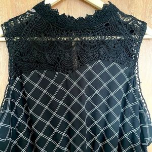 Black Lace Patterned High Neck Dress